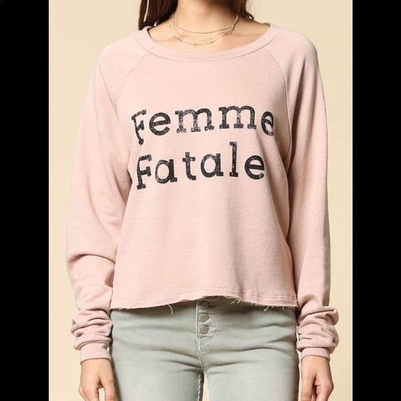 Pink Femme Fatale Cropped Sweatshirt - Picture 3 of 3